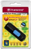 Transcend TS8GJF500 JetFlash 500 8GB Retracable Flash Drive (Blue Slider), Black, Read 15 MByte/s, Write 7 MByte/s, Capless design with a sliding USB connector, Fully compatible with USB 2.0, Easy plug and play installation, USB powered. No external power or battery needed, Offers a free download of Transcend Elite data management tools, UPC 760557817567 (TS-8GJF500 TS 8GJF500 TS8G-JF500 TS8G JF500) 