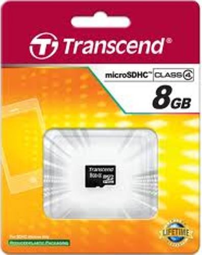 Transcend TS8GUSDC4 microSDHC 8GB Memory Card, Fully compatible with SD 2.0 Standards, SDHC Class 4 compliant, Easy to use, plug-and-play operation, Built-in Error Correcting Code (ECC) to detect and correct transfer errors, Complies with Secure Digital Music Initiative (SDMI) portable device requirements, UPC 760557819080 (TS-8GUSDC4 TS 8GUSDC4 TS8G-USDC4 TS8G USDC4)
