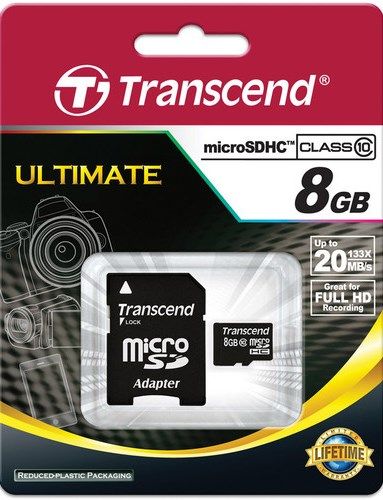 Transcend TS8GUSDHC10 microSDHC Class 10 (Premium) 8GB Memory Card with Adapter, Fully compatible with SD 3.0 Standards, Class 10 speed rating guarantees fast and reliable write performance, Easy to use, Plug-and-play operation, Built-in Error Correcting Code (ECC) to detect and correct transfer errors, UPC 760557817895 (TS-8GUSDHC10 TS 8GUSDHC10 TS8G-USDHC10 TS8G USDHC10)