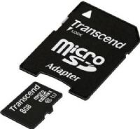 Transcend TS8GUSDU1 Micro SDHC Class10 U1 With Adapter, 8 GB Storage Capacity, UHS Class 1 / Class10 SD Speed Class, microSDHC UHS-I Memory Card Form Factor, 2.7 - 3.6 V Supply Voltage, ECC support, write protection switch, Content Protection for Recorded Media (CPRM) Features, Plug and Play, RoHS Compliant Standards, UPC 760557824954 (TS8GUSDU1 TS 8 GUSDU1 TS 8 GUSDU1) 