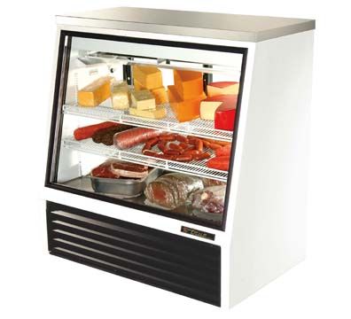 True TSID-48-2 Single-Duty Deli Cases, 2 Doors, 2 Shelves, 16 Cu. Ft, Durable, white laminated vinyl exterior, Interior-NSF approved, white vinyl coated aluminum sides and top, coved corners and 300 series stainless steel floor, Automatic defrost time clock, Adjustable vinyl coated wire shelves, Positive seal self-closing door preserves interior humidity, Triple pane insulated slide glass doors (TSID482 TSID-48 TSID-482 TSID 48-2 TSID) 