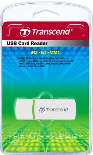 Transcend TS-RDP5W USB P5 Card Reader, White, Fully Compliant with the Hi-Speed USB 2.0 Interface, USB powered (no external power or battery needed), LED indicates card insertion and data traffic, Supports modern memory cards, Plugs directly into USB portno cables needed, Compact and easy-to-carry, UPC 760557814832 (TSRDP5W TS RDP5W TS-RDP5)