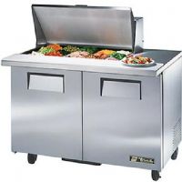 True TSSU-48-15M-B-ADA Mega Top Sandwich/Salad Unit, 15 Pans, 2 Doors, 12 cu ft, 49 inch ADA Compliant, Stainless steel front, top and sides, White anodized aluminum interior and stainless steel bottom, Oversized and balanced, environmentally friendly refrigeration system - holds 32°F-38°F, Front breathing, Work surface 36” high, Adjustable vinyl coated wire shelves (TSSU4815MBADA TSSU48-15M-BADA TSSU-4815M-BADA TSSU-48-15MBADA)  