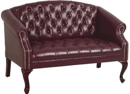 Office Star TSX1122-JT4 model TSX1122 Traditional Queen Ann High-Back Loveseat, Rich oxblood color, Thickly padded seat and back, Padded arms, Button tufted cushions, 38.5