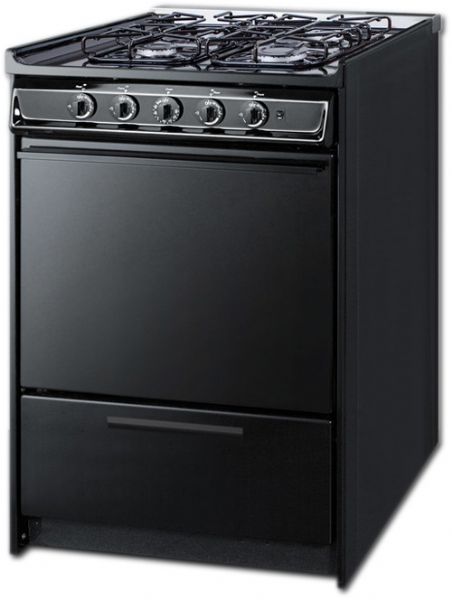 Summit TTM6107CRS Slide-In Gas Range In Black With Sealed Burners And Electronic Ignition, 24