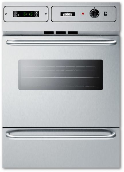 Summit TTM7882BKW Stainless Steel Gas Wall Oven With Electronic Ignition And Digital Clock/Timer, For Cutouts 22.37