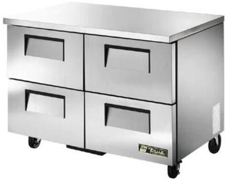 True TUC-48F-D-4 Undercounter Freezer, 4 Drawers, 12 Cu.Ft., 300 series stainless steel exterior front, top, and sides with matching aluminum back (TUC48FD4 TUC-48F-D4 TUC-48FD-4 TUC-48FD4 TUC-48F) 