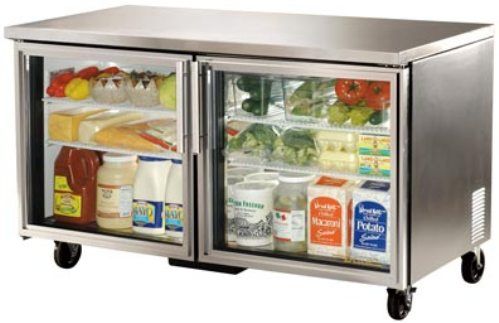True TUC-60G Undercounter Refrigerator, 32-38 F, 15.5 cu. ft., 4 shelves, 300 series stainless steel top - sides, white. alum. interior with 300 series stainless steel floor, Energy efficient, thermal glass doors (TUC60G  TUC-60-G  TUC60-G  TUC 60G) 