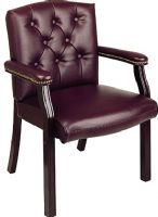 Office Star TV233 Traditional Visitors Chair with Mahogany Finish, Thick Padded Seat and Back, Mahogany Finish Wood Legs, 23.25W x 20D x 4.5T Seat Size, 22W x 19.25H x 3.5T Back Size (TV 233 TV--233)  