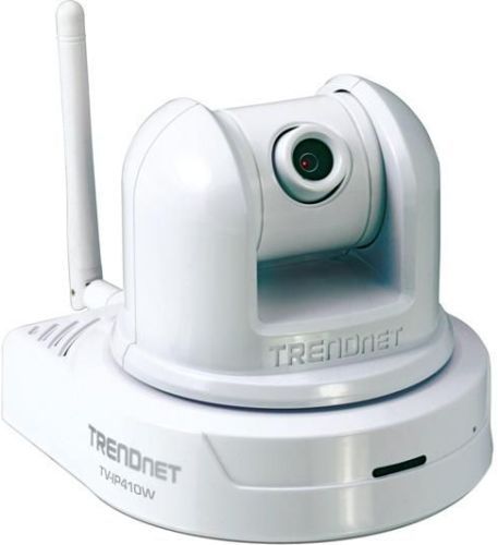 TRENDnet TV-IP410W SecurView Wireless Pan/Tilt/Zoom Internet Camera, Compatible with wireless g and b devices, Advanced encryption modes include WEP, WPA-PSK and WPA2-PSK, Pan 330 side-to-side and tilt 105 up-and-down from any Internet connection, High quality MJPEG video recording with up to 30 frames per second (TVIP410W TV IP410W TV-IP410 TVIP410)
