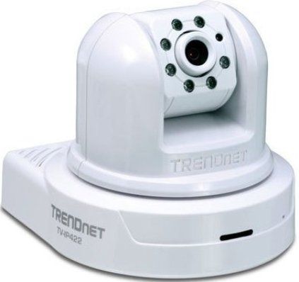 Trendnet TV-IP422W Wireless Day/Night Pan/Tilt Internet Camera Server with 2-Way Audio, Compatible with wireless g and b devices, Advanced encryption modes include WEP, WPA-PSK and WPA2-PSK, Pan 330 side-to-side and tilt 105 up-and-down from any Internet connection, High quality MPEG-4 and MJPEG video recording with up to 30 frames per second (TV IP422W TVIP422W)