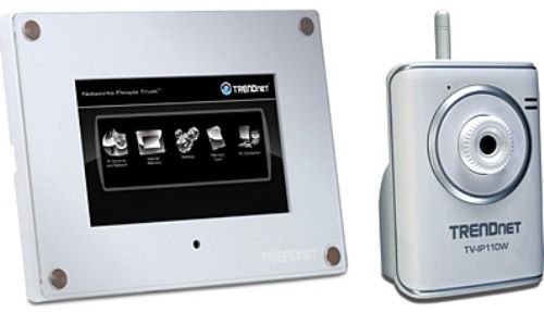 TRENDnet TV-M7110WK SecurView 7 Wireless Camera Monitor Kit, Quick Plug and Play installation, Supports TCP/IP networking, SMTP Email, and HTTP, High quality MJPEG video recording with up to 30 frames per second, Record streaming video to your computer or network storage device, Connects with wireless b/g networks and forward compatible with wireless n routers (TVM7110WK TV M7110WK)