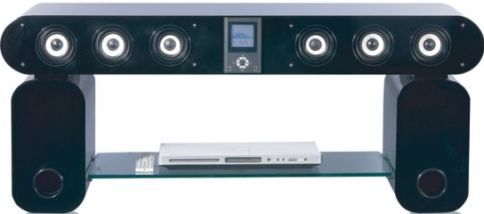 Impecca TVS150 Surround Spot Integrated Theater System Television Stand, 130 Watts Total Output, 5.1 Channel, SRS TruSurround HD/HD4 Technology, Coaxial & Optical Inputs, 3.5mm AUX Input, for listening to your iPod and MP3 Player, Twin sub-woofers produce powerful bass sound, UPC 810941010774 (TVS-150 TVS 150)