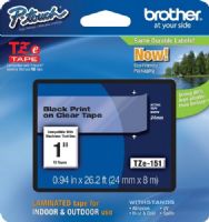 Brother TZe151 Standard Laminated 24mm x 8m (0.94 in x 26.2 ft) Black Print on Clear Tape, UPC 012502625636, For Use With PT-1400, PT-1500PC, PT-1600, PT-1650, PT-2200, PT-2210, PT-2300, PT-2310, PT-2400, PT-2410, PT-2430PC, PT-2500PC, PT-2600, PT-2610, PT-2700, PT-2710, PT-2730, PT-2730VP, PT-330, PT-350, PT-3600, PT-520, PT-530 (TZE-151 TZE 151 TZ-E151) 