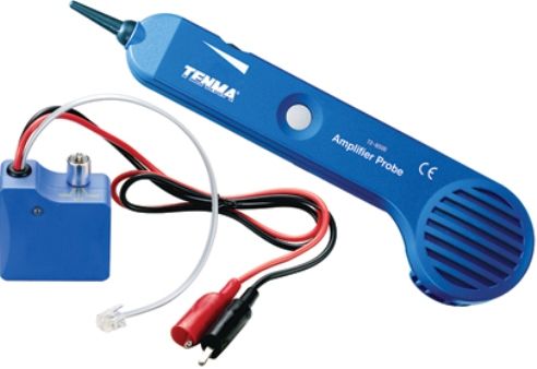 Tenma 72-8500 Inductive Tone and Probe Cable Locator Kit; Tone Generator Probe Set is a basic necessity for anyone running data, voice or any other low voltage cable; Suitable for tracing alarm, coax or speaker cables throughout a structure; Two piece kit includes tone generator and amplifier probe, plus belt loop carry case; Quickly trace and identify cables; Provides live telephone line status check (728500 72-8500 72 8500)