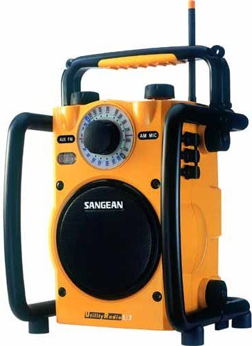 Sangean U-1 AM/FM 2 Bands Ultra Rugged Utility Radio, Water Resistant; Soft Bended Spring Antenna; Soft Precision Tuning; Rotary Tuning and Volume Controls; Tuning LED Indicator; Led Illumination Light; DBB (Deep Bass Booster); 9-15V DC Jack; Earphones Jack; Aux Audio IN Jack; 6 1/2