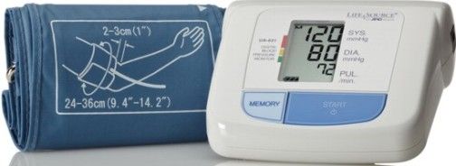 LifeSource UA-631 Easy One Step Blood Pressure Monitor, 15/10-mm character height Digital display, Pressure/pulse displayed simultaneously, Medium 9.4