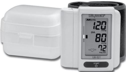 AND A&D Medical UB-521 Digital Wrist Blood Pressure Monitor, Professional accuracy, 90 memory recall, Irregular Heartbeat feature, Calculates and displays average readings, Fast measurement, Ideal for travel, Fits wrists up to 8.5