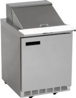 Delfield UC4427N-12M One Door Mega Top Reduced Height Refrigerated Sandwich Prep Table, 7.2 Amps, 60 Hertz, 1 Phase, 115 Volts, 12 Pans - 1/6 Size Pan Capacity, Doors Access, 8.2 cu. ft. Capacity, 27" Nominal Width, 34.25" Work Surface Height, 27.13" x 8" D Cutting Board, Bottom Mounted Compressor Location, Front Breathing Compressor Style, Swing Door, Solid Door, UPC 400010737031 (UC4427N-12M UC4427N 12M UC4427N12M) 
