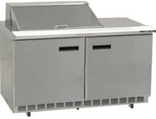 Delfield UC4448N-8 Two Door Reduced Height Refrigerated Sandwich Prep Table, 7.2 Amps, 60 Hertz, 1 Phase, 115 Volts, 8 Pans - 1/6 Size Pan Capacity, Doors Access, 16 cu. ft. Capacity, Swing Door Style, Solid Door, 1/5 HP Horsepower, 2 Number of Doors, 2 Number of Shelves, Air Cooled Refrigeration, Counter Height Style, Standard Top, 48