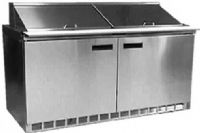 Delfield UC4464N-12 Two Door Reduced Height Refrigerated Sandwich Prep Table, 7.2 Amps, 60 Hertz, 1 Phase, 115 Volts, 12 Pans - 1/6 Size Pan Capacity, Doors Access, 21.6 cu. ft. Capacity, Swing Door Style, Solid Door, 1/2 HP Horsepower, 2 Number of Doors, 2 Number of Shelves, Air Cooled Refrigeration, Counter Height Style, Standard Top, 64" Nominal Width, 34.25" Work Surface Height, 64" x 10" D Cutting Board (UC4464N-12 UC4464N 12 UC4464N12) 