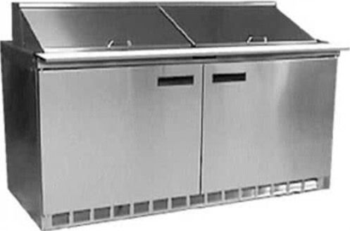 Delfield UC4464N-16 Two Door Reduced Height Refrigerated Sandwich Prep Table, 12 Amps, 60 Hertz, 1 Phase, 115 Volts, 16 Pans - 1/6 Size Pan Capacity, Doors Access, 21.6 cu. ft. Capacity, Swing Door Style, Solid Door, 1/2 HP Horsepower, 2 Number of Doors, 2 Number of Shelves, Air Cooled Refrigeration, Standard Top, 64