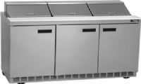 Delfield UC4472N-12 Three Door Reduced Height Refrigerated Sandwich Prep Table, 12 Amps, 60 Hertz, 1 Phase, 115 Volts, 12 Pans - 1/6 Size Pan Capacity, Doors Access, 24.8 cu. ft. Capacity, Swing Door Style, Solid Door, 1/2 HP Horsepower, 3 Number of Doors, 3 Number of Shelves, Air Cooled Refrigeration, Counter Height Style, Standard Top, 72" W Nominal Width, 34.25" Work Surface Height (UC4472N-12 UC4472N 12 UC4472N12) 