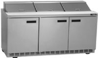 Delfield UC4472N-18 Three Door Reduced Height Refrigerated Sandwich Prep Table, 12 Amps, 60 Hertz, 1 Phase, 115 Volts, 18 Pans - 1/6 Size Pan Capacity, Doors Access, 24.8 cu. ft. Capacity, Swing Door Style, Solid Door, 1/2 HP Horsepower, 3 Number of Doors, 3 Number of Shelves, Air Cooled Refrigeration, Counter Height Style, Standard Top, 72" W Nominal Width, 34.25" Work Surface Height (UC4472N-18 UC4472N 18 UC4472N18) 