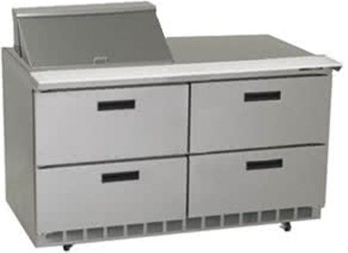 Delfield UCD4460N-12M Four Drawer Reduced Height Refrigerated Sandwich Prep Table, 12 Amps, 60 Hertz, 1 Phase, 115 Volts, 12 Pans - 1/6 Size Pan Capacity, Drawers Access, 20.2 cu. ft. Capacity, 1/2 HP Horsepower, 4 Number of Drawers, Air Cooled Refrigeration, Counter Height Style, Mega Top, 34.25