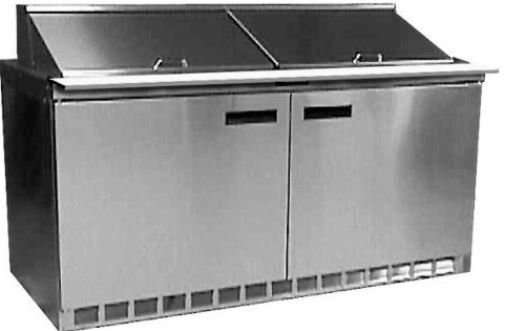 Delfield UCD4460N-18M Four Drawer Reduced Height Refrigerated Sandwich Prep Table, 12 Amps, 60 Hertz, 1 Phase, 115 Volts, 18 Pans - 1/6 Size Pan Capacity, Drawers Access, 20.2 cu. ft. Capacity, 1/2 HP Horsepower, 4 Number of Drawers, Air Cooled Refrigeration, Counter Height Style, Mega Top, 34.25