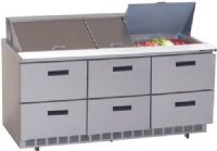 Delfield UCD4472N-30M Six Drawer Mega Top Reduced Height Refrigerated Sandwich Prep Table, 12 Amps, 60 Hertz, 1 Phase, 115 Volts, 30 Pans - 1/6 Size Pan Capacity, Drawers Access, 24.8 cu. ft. Capacity, 1/2 HP Horsepower, 6 Number of Drawers, Air Cooled Refrigeration, Counter Height Style, Mega Top, 34.25" Work Surface Height, 72" Nominal Width(UCD4472N-30M UCD4472N30M UCD4472N 30M) 