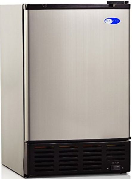 Whynter UIM-155 Built-In Ice Maker in Stainless Steel, 12 lb. of crescent-shaped ice cubes per day (24 hours) maximum output, 6 lb. maximum ice storage capacity in refrigerated compartment, Automatic stop feature ensures ice production stops when the bin is full, Completely removable ice bin, No drain required, 9 ft. x 0.25