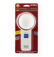 Ultraoptix SV3LPLED 4x Round LED Lighted Magnifier; 3" magnifier with an unbreakable, scratch-resistant lens; Brilliant LED light for reading in dark or low light areas; Requires three AAA batteries (not included); Shipping Weight 0.01 lb; Shipping Dimensions 8.25 x 3.75 x 1.00 in; UPC 046876990670 (ULTRAOPTIXSV3LPLED ULTRAOPTIX-SV3LPLED MAGNIFIER) 
