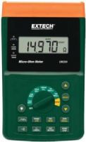 Extech UM200 High Resolution Micro-Ohm Meter; Precision meter provides resolution down to 1uOhm; 6 ranges with 3 sub-ranges in each current range; Measurement of resistive and inductive materials; 5-Digit backlit LCD, PC interface; Auto or Manual ranging, 10A maximum test current; Store/Recall up to 3000 measurements; UPC 793950380208 (UM-200 UM 200) 