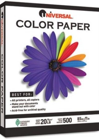 Universal UNV11212 Colored Paper, 20 lbs., 8-1/2 x 11, Orchid, 500/Ream, All printers, all copiers, Make your documents stand out with color, Acid-free for archival quality, Compliance, Standards SFI Certified (UNV-11212 UNV 11212)