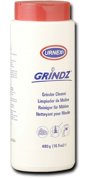 European Gift 48 Grindz Coffee Grinder Cleaner; Grindz Coffee Grinder cleaner; Easily remove all oil residue flavors and smells from your grinder by placing an ounce of tablets in your grinder; Use once a month for best reults; 20 oz. bottle; Container is suitable for 12 single applications or 6 commercial cleanings; Sold individually or by the case; This product is desined to clean the grinding burrs on all electric burr grinders; UPC 725182600809 (URNEX48 URNEX EUROPEAN GIFT 48 COFFEE GRINDER 