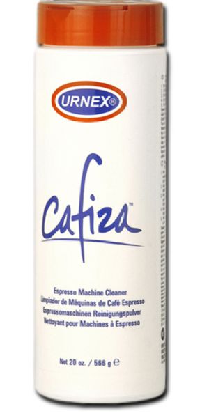 European Gift 69 Cafiz Espresso Machine Cleaner; Cafiza commercial backflush powder; Use nightly in your commercial espresso machine to backflush your coffee groups; 20 oz. bottle; For back-flush use on commercial Espresso machine using a blank filter; Also use as a soak for your metal filters and to clean coffee brewers; Dimensions 11
