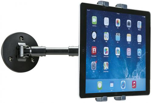 Aidata US-2112A Aidata Universal Tablet Wall Mount with Arm; Screw securely to desired surface; Dual pivoting hinges provide flexibility in viewing position; Tilts the tablet up and down; 360 degree rotation; Bracket fits most 7