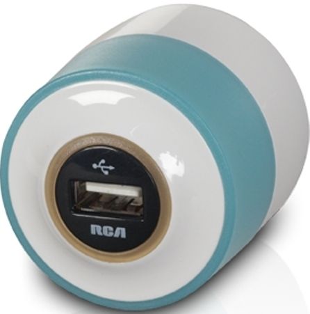 RCA USBNLTR Night Glow USB Home and Travel Charger, 1 USB port for charging portable electronics, Additional amber ring lights when charging, Compatible with iPod, iPhone and iPad, Perfect for travel and home, Provides LED nighlight functionality along with USB charging for smartphones and other portable devices, Soft glow nighlight, Works with Android, UPC 044476083921 (USB-NLTR USB NLTR)