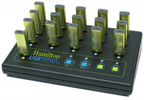 HamiltonBuhl USB-TEXP USB Transfer Express USB Duplicator, Copy from 1 Source to 15 Targets (Max), Copy from 15 Targets(Max) to 1 Source, No drive size limits, Copy or Collect gigabytes at a time, Stand-alone system, no computer necessary, Copy speed is up to 480Mb/sec to all 15 targets simultaneously (HAMILTONBUHLUSBTEXP USBTEXP USB TEXP)