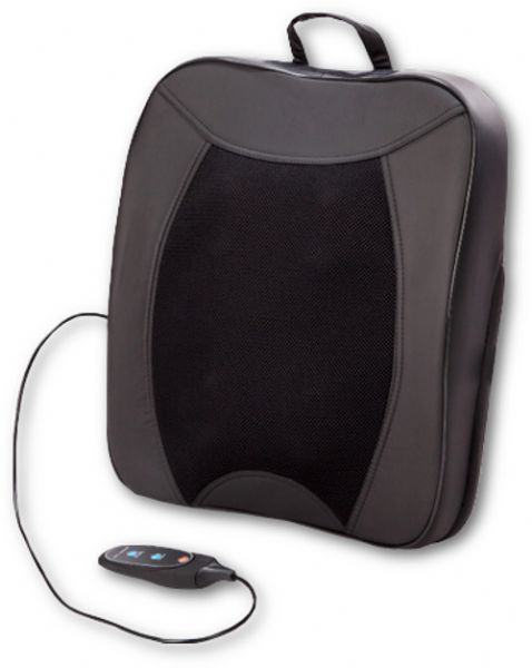 Ja Clean USJ-794 Back Pleaser Plus Shiatsu Massage Cushion Reduce Backache Back Pain; Four dual-rotating massage nodes; Soothing heat therapy; Stimulates blood circulation; Relieves deep-seated muscular tension; Portable for home, office, and car; Car adapter included; Dimensions 16