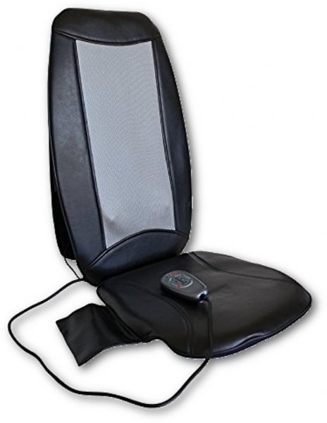 Ja Clean USJ-821 Samurai Shiatsu Back Massager, Upper back/lower back/full back Kneading massage options, Optional seat vibration, Three intensities available, Straps to any chair, Handheld controller, Dimensions 17.5