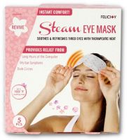 Ja Clean USJ-846FL Felicity Steam Eye Mask, Revive, Pleasant Floral Scent; Treat your eyes to soothing comfort with these easy-to-use steam eye masks; Simply open the package and let the self-heating padding automatically warm up; Releases gentle heat and steam to relax and soothe dry eyes; UPC 045656010621 (JACLEANUSJ846FL JA CLEAN USJ846FL USJ 846FL 846 FL JA-CLEAN-USJ846FL USJ-846FL 846-FL) 