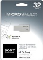 Sony USM32GM/W MicroVault Series 32GB USB Flash Drive, White, Ideal for Portability and Use with Smaller Devices, Illuminated LED Indicator, Recover Deleted Files, High Speed USB 2.0, Plug and Play, Windows and Mac Compatible, UPC 027242830264 (USM32GMW USM32GM-W USM-32GM/W USM32GM) 