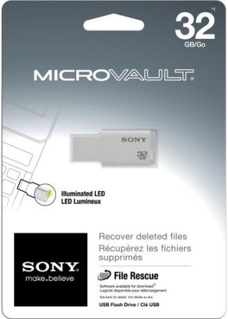 Sony USM32GM/W MicroVault Series 32GB USB Flash Drive, White, Ideal for Portability and Use with Smaller Devices, Illuminated LED Indicator, Recover Deleted Files, High Speed USB 2.0, Plug and Play, Windows and Mac Compatible, UPC 027242830264 (USM32GMW USM32GM-W USM-32GM/W USM32GM)