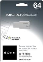 Sony USM64GM/W MicroVault USM-M USB 64GB Flash Drive, White, Stylish and compact design for maximum portability, Fast and simple plug and play into USB port, Easy-to-read LED indicator, File recovery and slideshow rescue sottware, Device drive identification, Automatic recognition or automatic synchronization, UPC 027242876576 (USM64GMW USM64GM-W USM-64GM/W) 