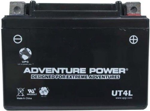 UPG Universal Power Group UT4L Adventure Power Lead Acid Sealed AGM Battery, 12 Volts, 3 Ah Nominal Capacity (10H-R), 0.90A Recommended Maximum Charging Current Limit, 14.8VDC/Unit Average al 25C Equalization and Cycle Service, E Terminal, Specially designed as a high-performance battery used for motorcycles, UPC 806593420085 (UT-4L UT 4L UT4-L UT4)