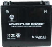 UPG Universal Power Group UTX20-BS Adventure Power Lead Acid Dry Charge AGM Battery, 12 Volts, 18 Ah Nominal Capacity (10H-R), 5.4A Recommended Maximum Charging Current Limit, 14.8VDC/Unit Average al 25ºC Equalization and Cycle Service, D Terminal, Specially designed as a high-performance battery used for motorcycles, UPC 806593430305 (UTX20BS UTX20 BS UTX-20-BS) 