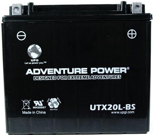 UPG Universal Power Group UTX20L-BS Adventure Power Lead Acid Dry Charge AGM Battery, 12 Volts, 18 Ah Nominal Capacity (10H-R), 5.4A Recommended Maximum Charging Current Limit, 14.8VDC/Unit Average al 25C Equalization and Cycle Service, D Terminal, Specially designed as a high-performance battery used for motorcycles, UPC 806593430312 (UTX20LBS UTX20L BS UTX-20L-BS)