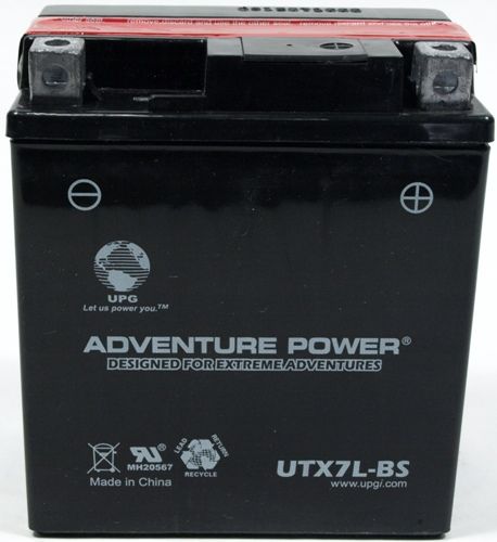 UPG Universal Power Group UTX7L-BS Adventure Power Lead Acid Dry Charge AGM Battery, 12 Volts, 6 Ah Nominal Capacity (10H-R), 1.8A Recommended Maximum Charging Current Limit, 14.8VDC/Unit Average al 25C Equalization and Cycle Service, K Terminal, Specially designed as a high-performance battery used for motorcycles, UPC 806593430060 (UTX7LBS UTX7L BS UTX-7L-BS)